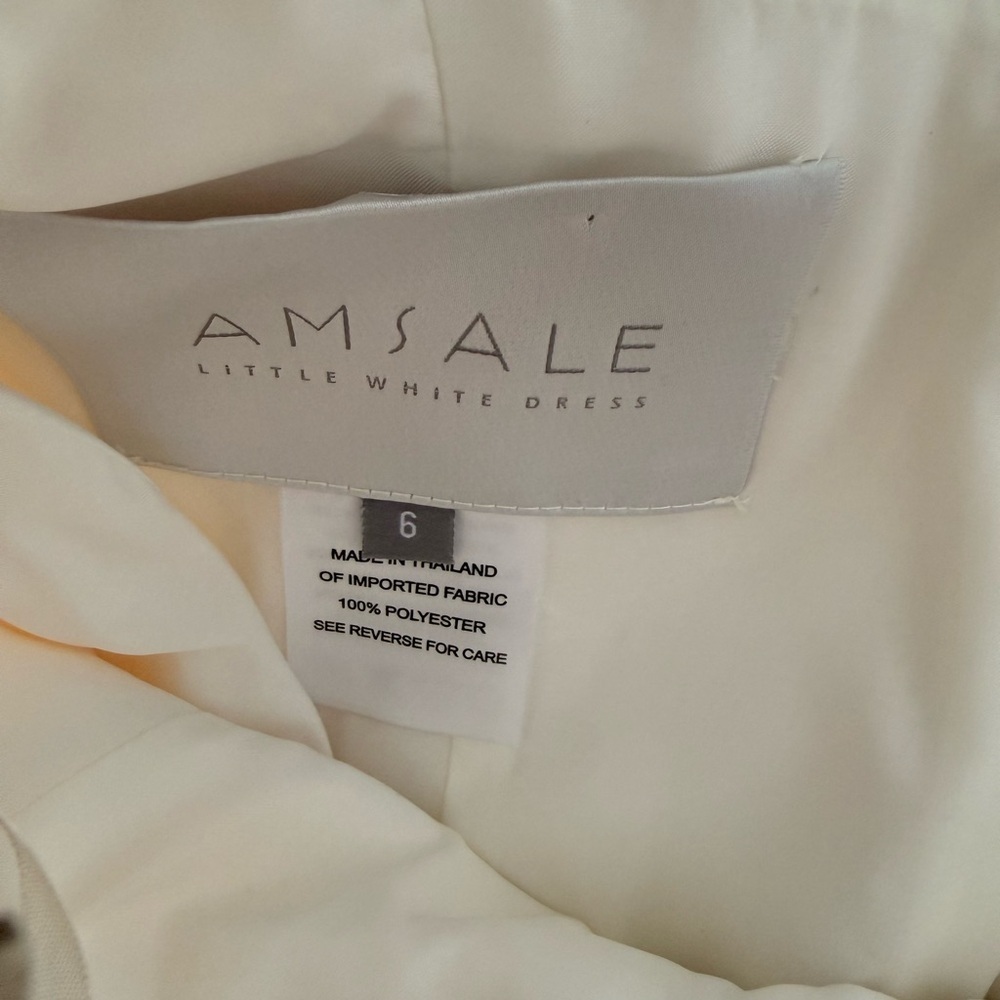 Amsale Pleated Bodice Ivory White Cocktail Dress Luxury Size 6 - Picture 10 of 11